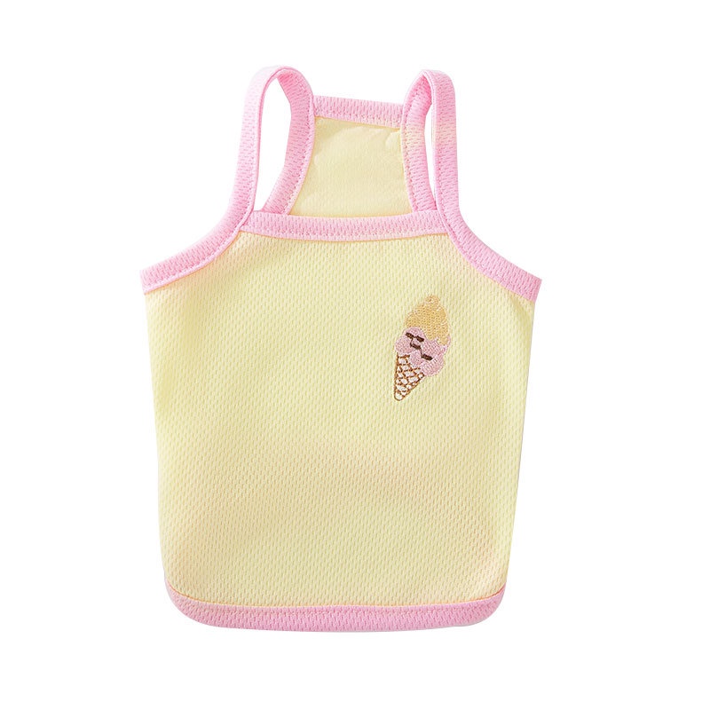 Musim Semi Dan Musim Panas Anjing Lucu Bordir Es Krim Mini Tali Kecil Anjing Dan Kucing Kaki Bernapas Musim Panas Pakaian Hewan Peliharaan