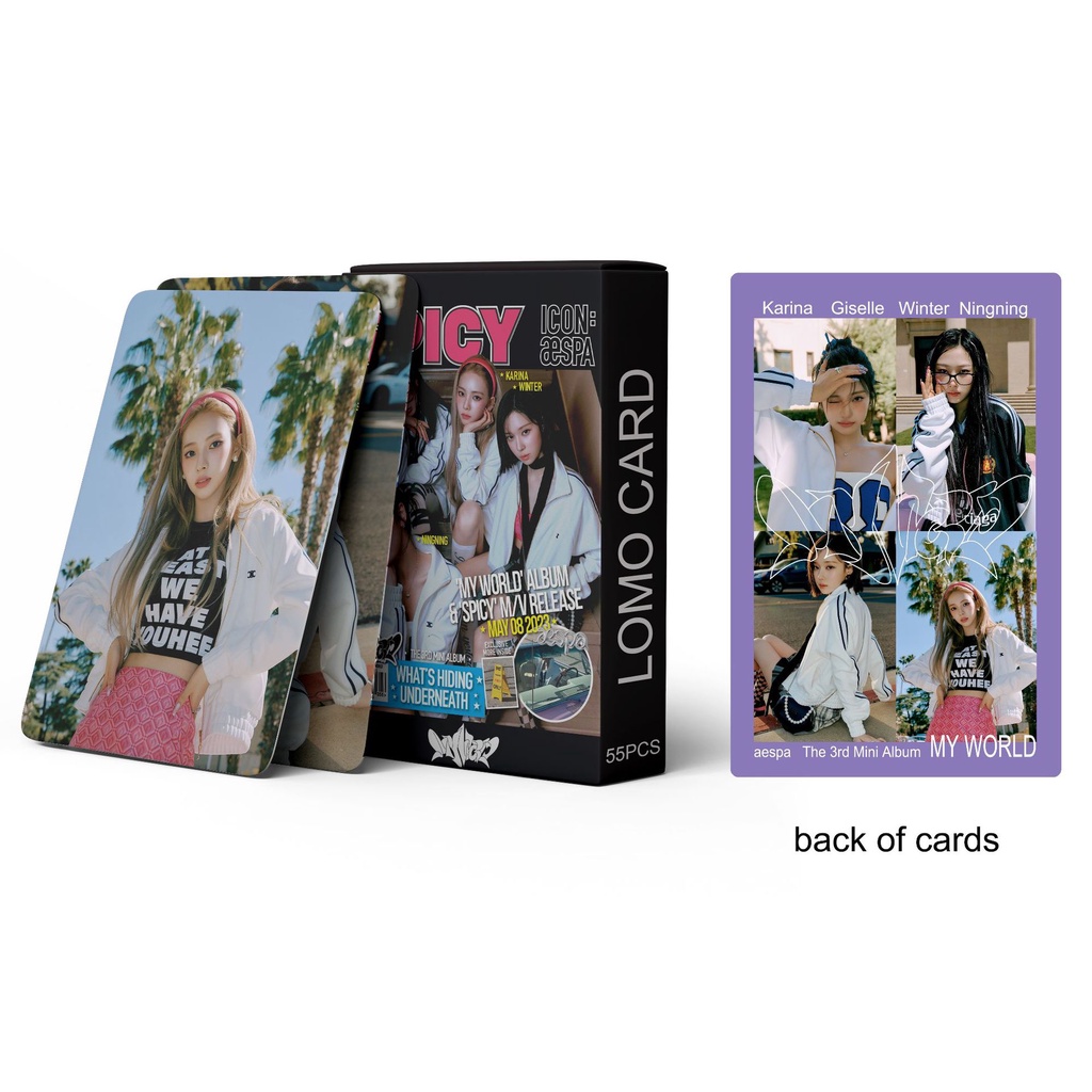 55pcs/box AESPA Album Pedas Photocards MY WORLD Kartu Lomo Come Back Kpop Postcards