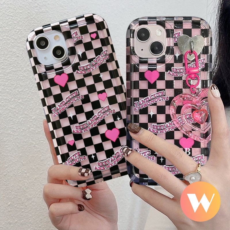 Case Liontin Cinta Hati 3D Untuk Redmi 9C 9T 12C 10 10A A1 9 10C 9A 9C NFC Poco F4 Redmi 11 10 11s 8 10s 9catatan11 Note10s Kotak-Kotak Pola Tidak Teratur Lembut Shockproof Airbag Cover