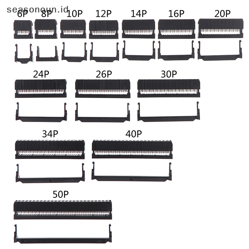 Seasonoun 10Pcs Konektor Kabel Pita Colokan Soket Idc6 /8 /10 /12 /14-50Pin 2.54mm Pitch.