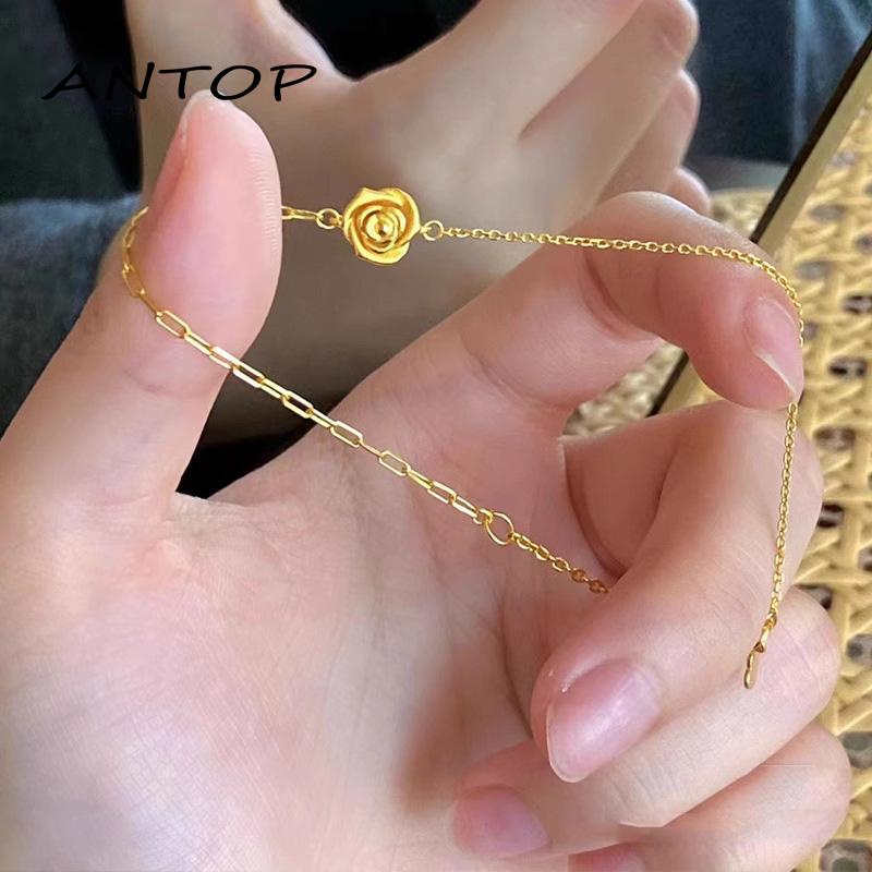 [antop] Rose Gelang Pasangan Ladybro Hadiah Ulang Tahun Gadis Elegan Bunga Gelang