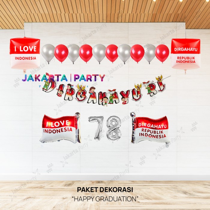 Paket DIRGAHAYU RI #12 / Paket HUT RI / paket dekorasi merah putih