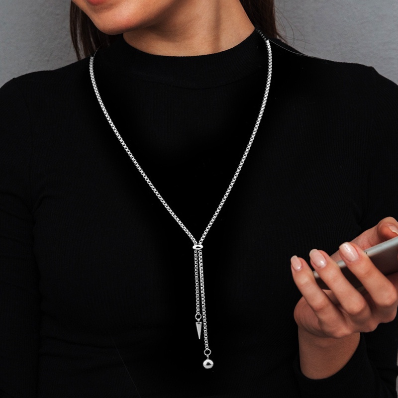 Bola Bulat Awl Liontin Pesona Kalung Stainless Steel Kalung Untuk Wanita Pria Link Rantai Statement Choker Rumbai Adjustable Hadiah