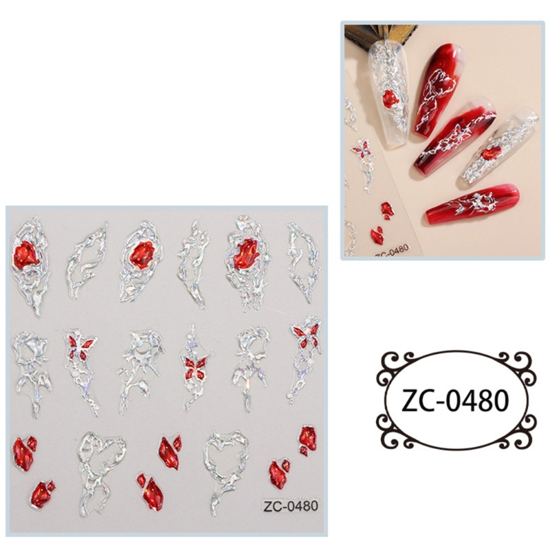 Sa Stiker Nail Art Stiker Kuku 5D Self-Adhesive Heart Nail Stickers Untuk Wanita