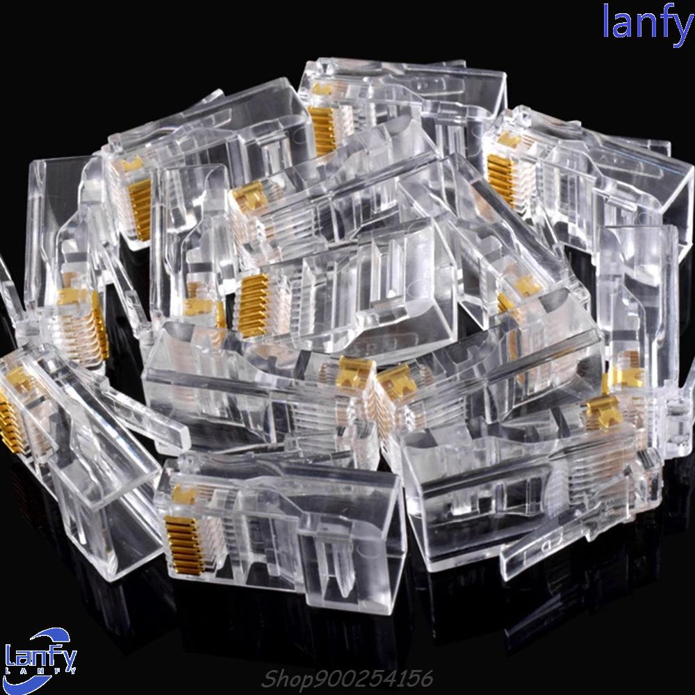 Lanfy Net Network Modular Plug Kepala Kristal Transparan 8P8C Cable Head Terminal Eterna