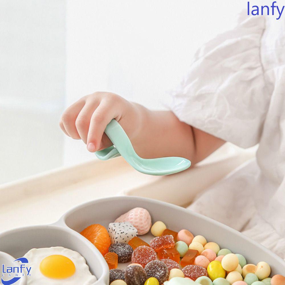 Lanfy Sendok Bayi Garpu Belajar Makan Makanan Pelengkap Garpu Lengkung Garpu Gagang Garpu Sendok Alat Pelengkap Sendok Siku Bayi Dan Anak