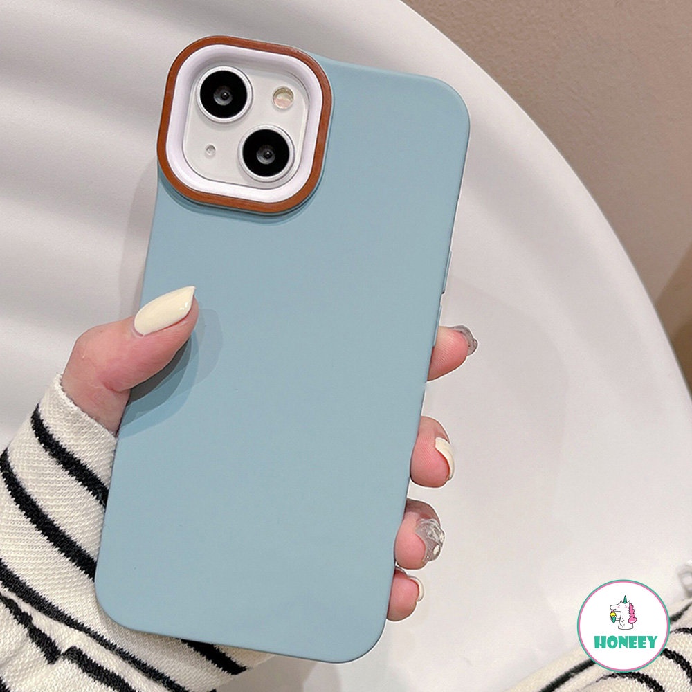 Korea INS Sederhana Warna Solid Ponsel Case Untuk iPhone 14 Pro Max13 12 11 Pro Max XR 7 8 Plus Bungkus Penuh Anti-Drop Lensa Yang Dapat Dilepas Lembut Penutup Belakang