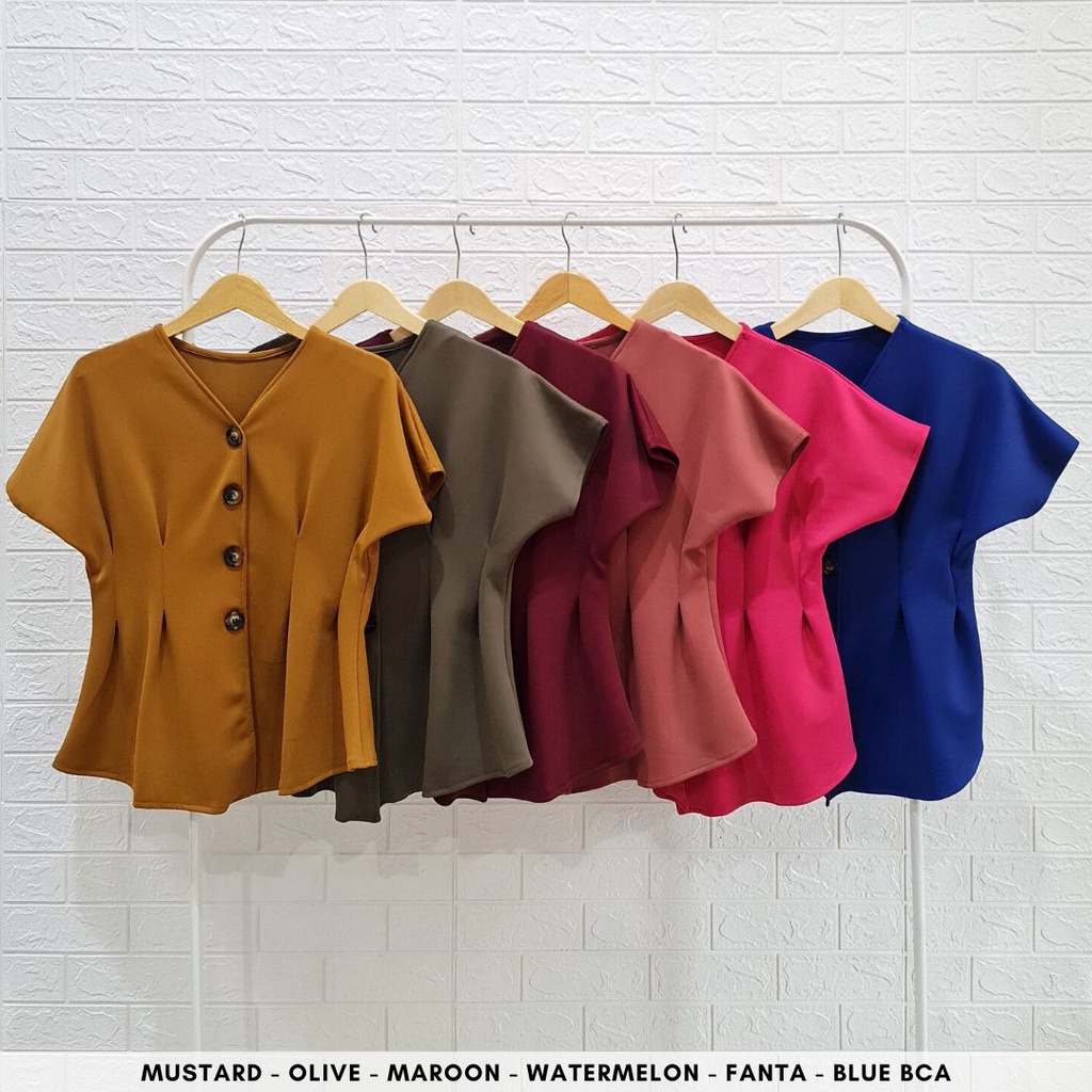 3043 marie button blouse scuba atasan busui atasan bumil