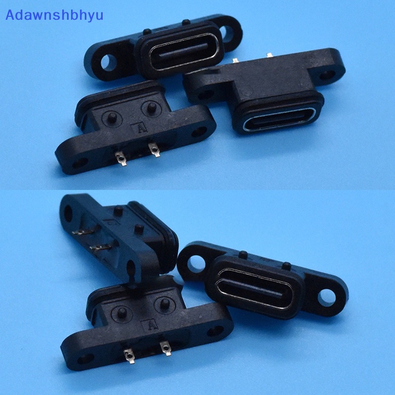 Adhyu 2pcs TYPEC 2Pin Tahan Air Female USB C Socket Port Lubang Pengisian Cepat Antarmuka ID