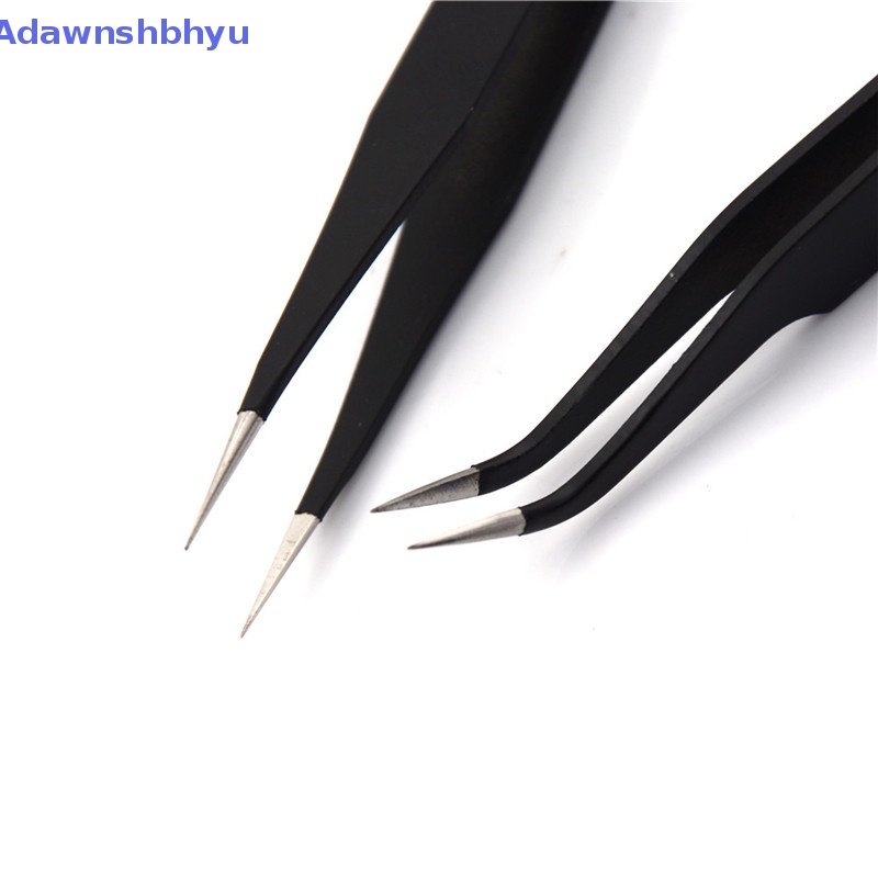 Adhyu 2Pcs /set Pinset Lurus Lengkung Hitam Anti-Statis Baru Fashion Tools ID