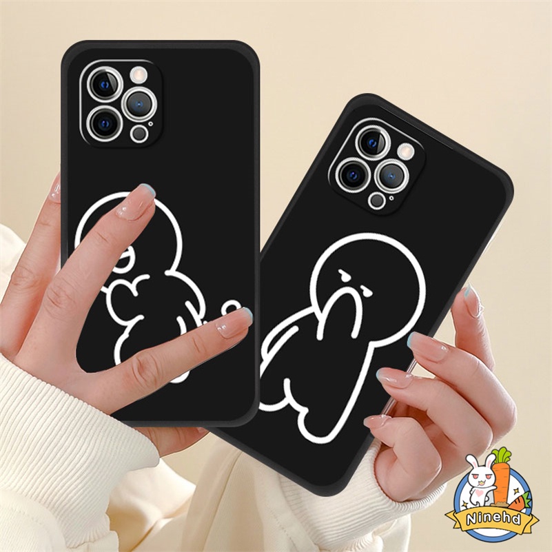 IPHONE Casing Kompatibel Untuk Iphone14 13 12 11 Pro Max X Xr Xs Max8 7 6 6s Plus SE 2020 Kreatif Lucu Pasangan Ponsel Case Lubang Presisi Silikon Tepi Lurus Tahan Debu Soft Cover