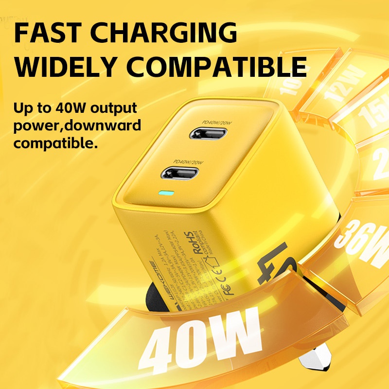 40w GaN Charger Telepon USB C Type C PD Charger Fast Charging QC4.0+4.0 3.0 PD3.0 2.0 FCP SCP AFC PPS US/EU/UK Plug Adapter Untuk iPhone Samsung