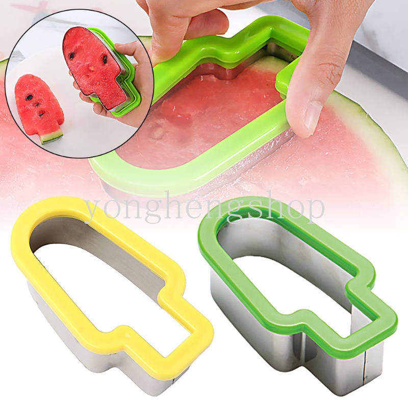 Kreatif Stainless Steel Watermelon Slicer Cutting Cetakan Popsicle Berbentuk Buah Air Melon Cutter Cookie Sandwich Mold Aksesoris Dapur