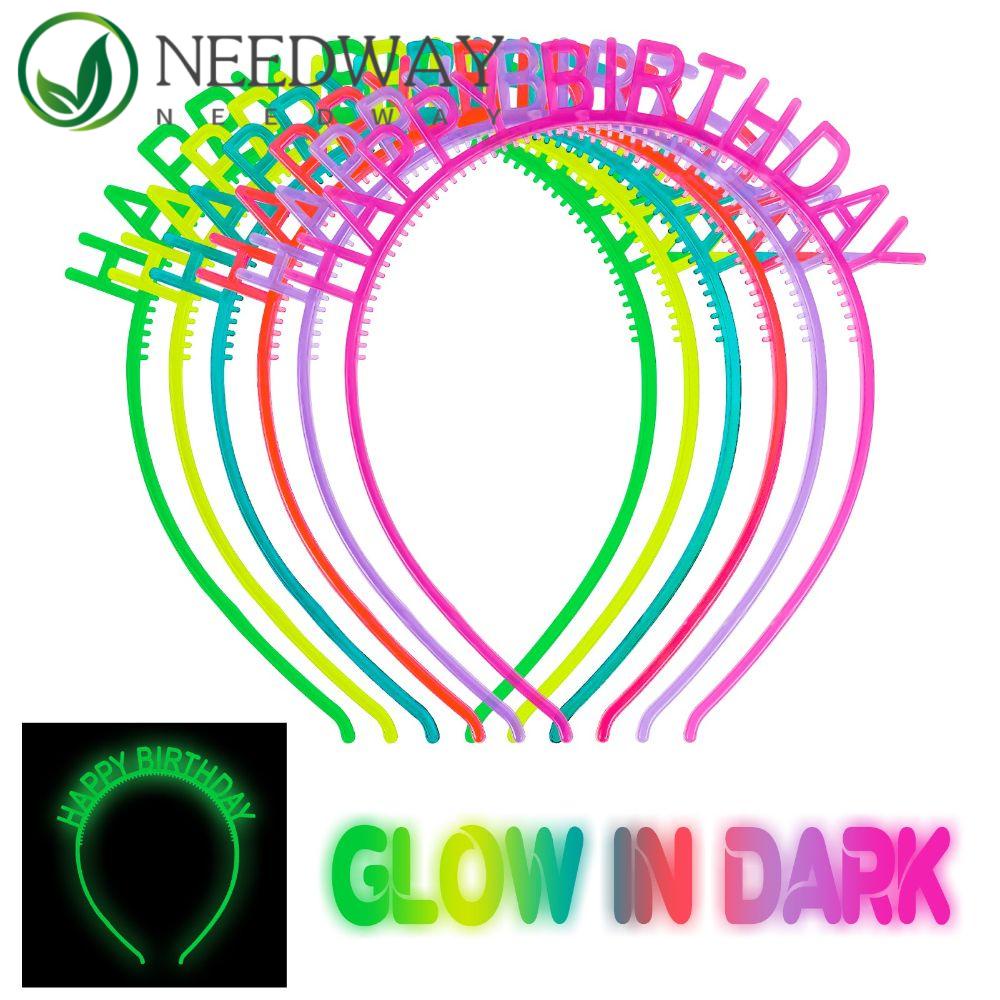 Needway   Luminous Headband Girl Glow In Dark Telinga Kucing Happy Birthday Wanita Hiasan Kepala