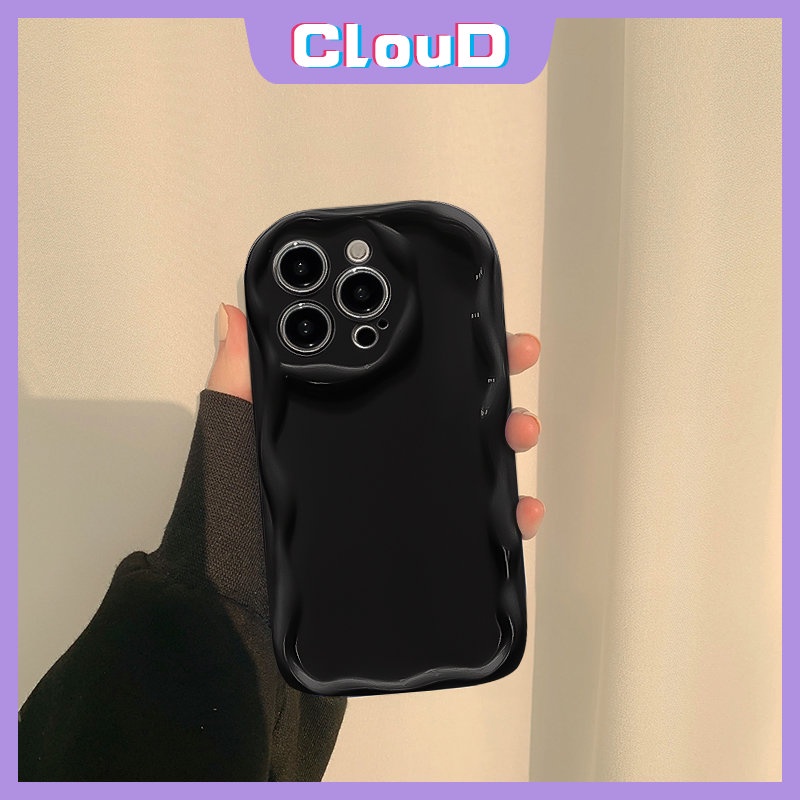 Casing Tepi Melengkung Bergelombang 3D Untuk Redmi 9A A1 9T 10C A2 9 10 10A 9C NFC Note 10s 8 9 11 11s 10Pro 10 Pro Max Plus Poco M3 Mewah Halus Simple Cat Air Glossy Shockproof Soft Cover