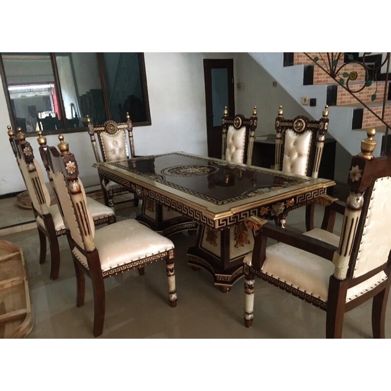 MEJA MAKAN UKIR KAYU JATI