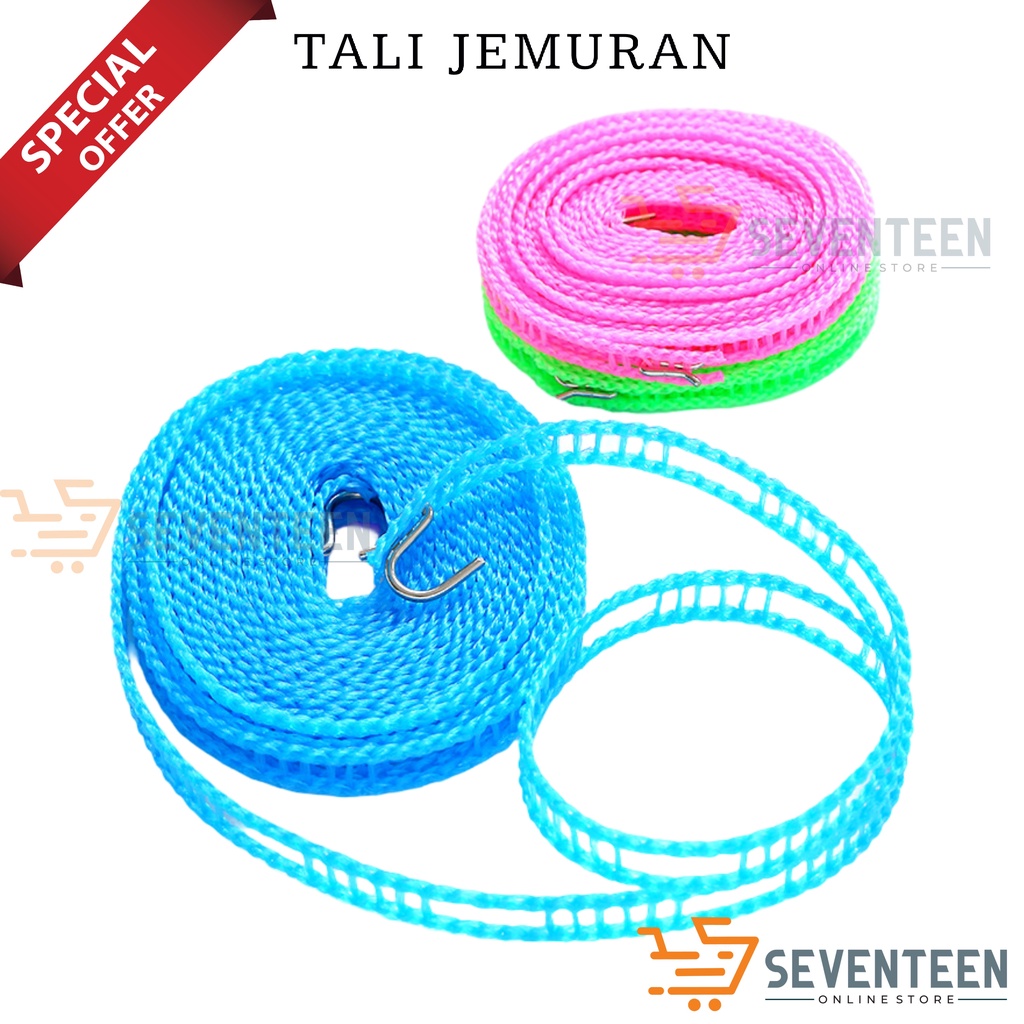 SEVENTEEN TALI JEMURAN PAKAIAN 5METER 3METER PORTABLE GANTUNGAN HANGER JEMURAN BAJU LAUNDRY TALI JEMURAN BAJU LAUNDRY TALI JEMURAN TRAVELING CAMPING KEMAH