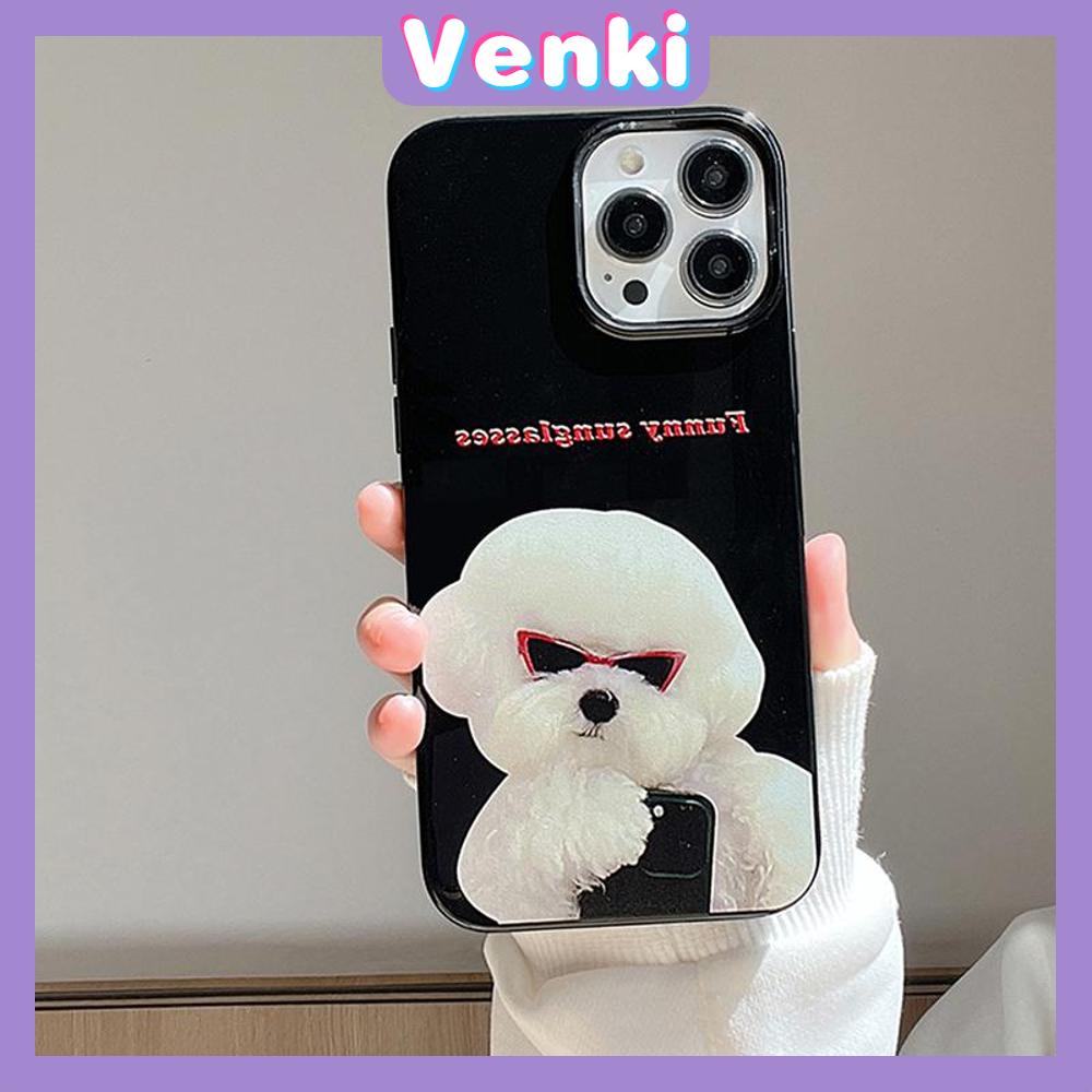 VENKI - For iPhone 11 iPhone Case Black Glossy TPU Soft Case Shockproof Protection Camera Cute Sunglasses Dog Compatible with iPhone 14 13 Pro max 12 Pro Max xr xs max 7Plus 8Plus