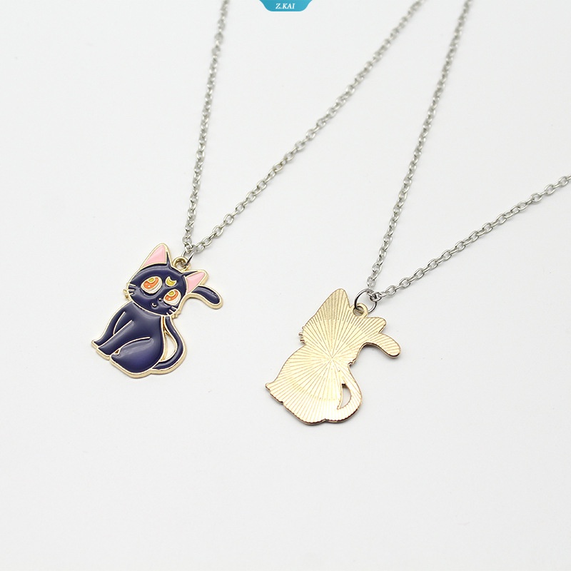 Fashion Logam Hewan Liontin Kalung Womens Tetes Minyak Kucing Biru Kucing Putih Pria Dan Wanita Siswa Pacar Aksesoris [ZK]