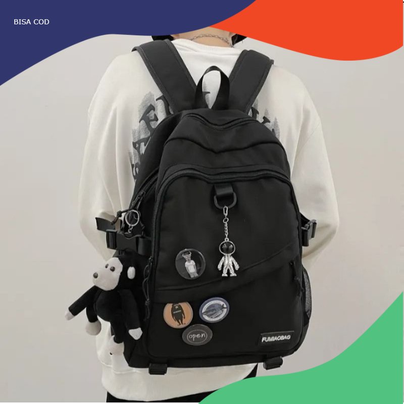 Tas  Pria Wanita Trendi Keren Ransel Sekolah Pria Wanita Ransel Perempuan Anak Laki-laki Mode Tas Kuliah Dan Sekolah