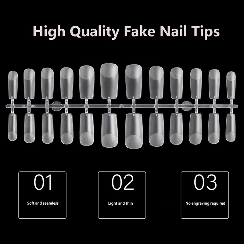 Power 240PCS Kuku Palsu Art Tips Extension Akrilik Full Cover Tekan Pada Manicures Alat ID