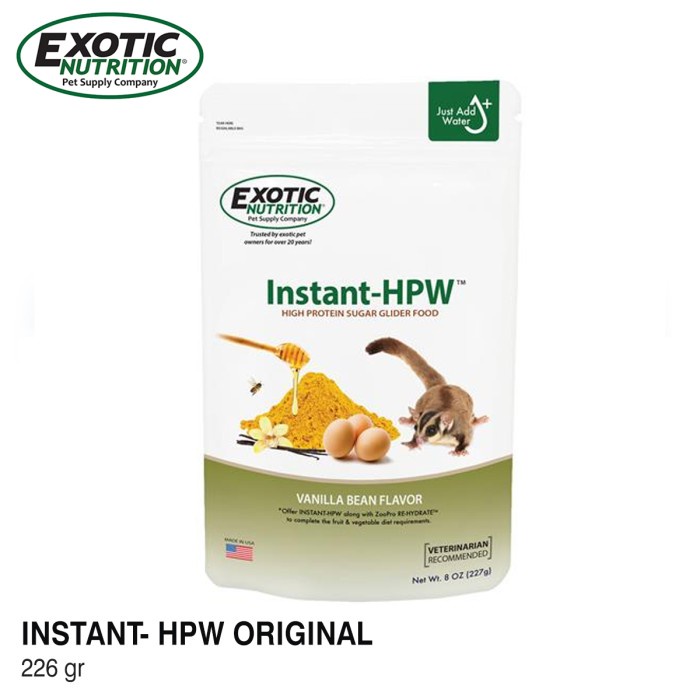 Exotic Nutrition Instant - HPW Original 226gr/ Snack Diet Sugar Glider