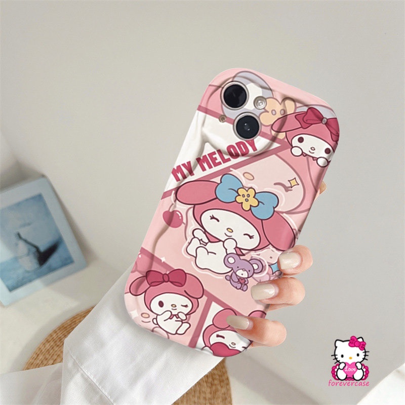 IPHONE Kartun Lucu Cinnamon Kulomi Couple Case Kompatibel Untuk Iphone11 13 12 14 Pro Max XR X XS Max 6 7 6s 8 Plus SE 2020 Lembut Tup 3D Bergelombang Tepi Melengkung Shockproof Cover