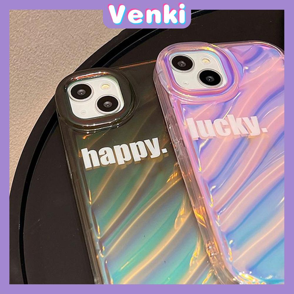 VENKI - For iPhone 11 iPhone Case Laser Reflective Transparent Phone Case TPU Soft Shockproof Airbag Case Protection Happy Lucky Compatible with iPhone 14 13 Pro max 12 Pro Max xr