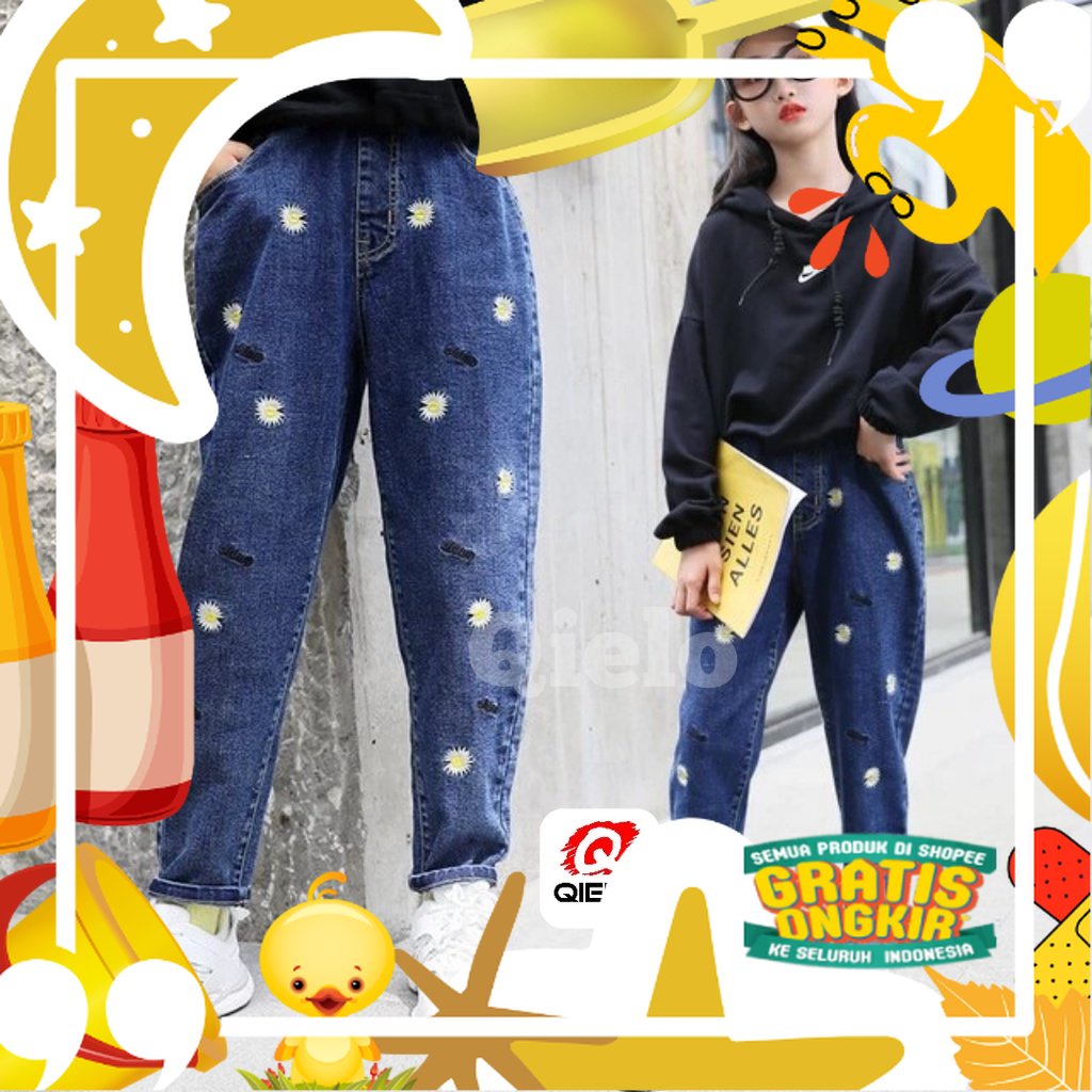 Celana Panjang Jeans Anak Perempuan Boyfriend Bordil Import 10 Tahun/ Lucu kado Ultah