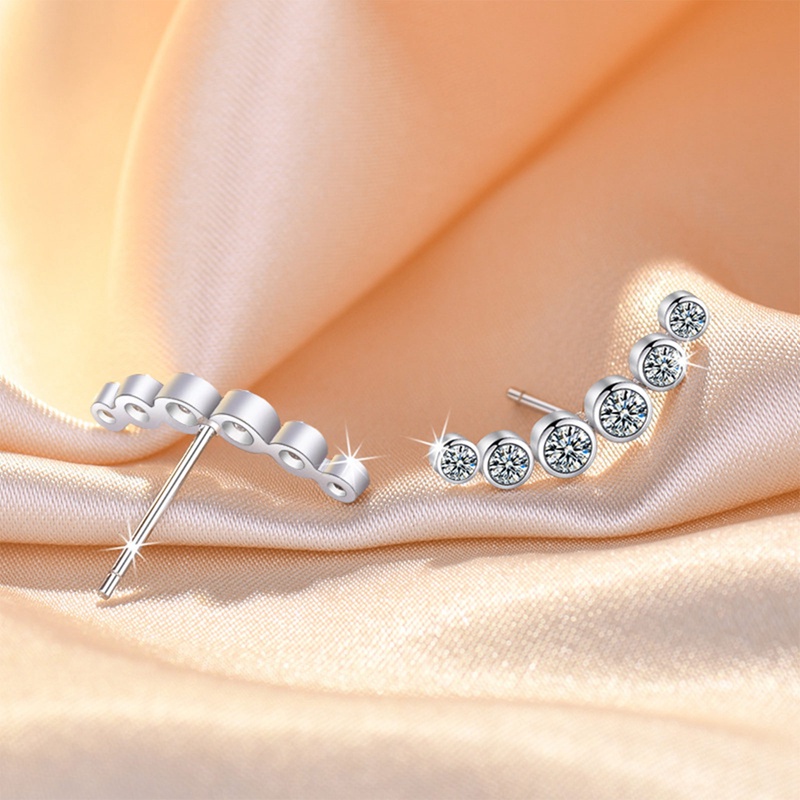 1pasang Anting Tusuk Hitam Kecil Untuk Wanita925 Sterling Silver Baris Tunggal Berlian Benang Anting Tindik Perhiasan Pernikahan