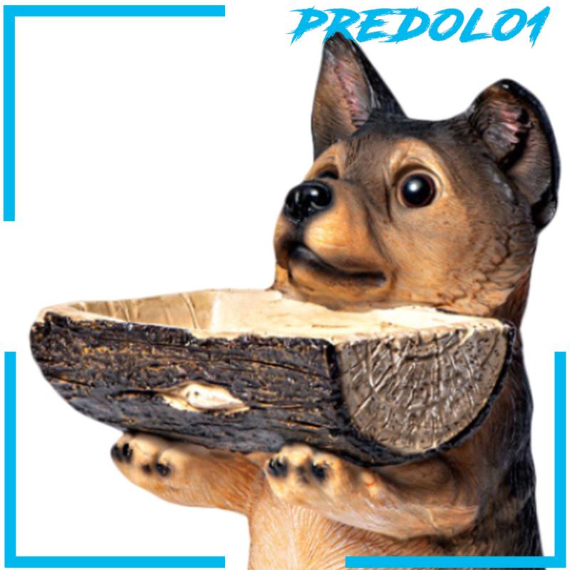 [Predolo1] Patung Anjing Dengan Nampan Puppy Figurine Storage Untuk Kamar Tidur Rak Buku Restoran