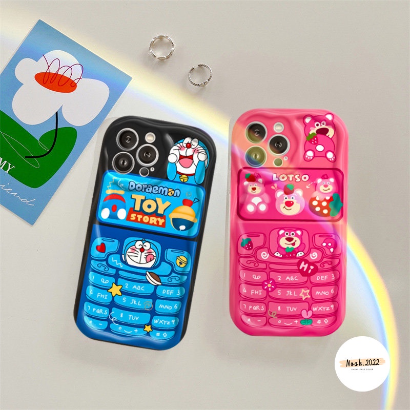 Cute Doraemon Losto Case OPPO A57 A16K A95 A17 A15 A12 A17K A76 A16 A5s A53 A55 A77 A52 A7 A77s A96 A1K A16s A3s A15s A54 A74 A12E A5 A9 A31 3D Wavy Curved Edge Glossy Couple Case