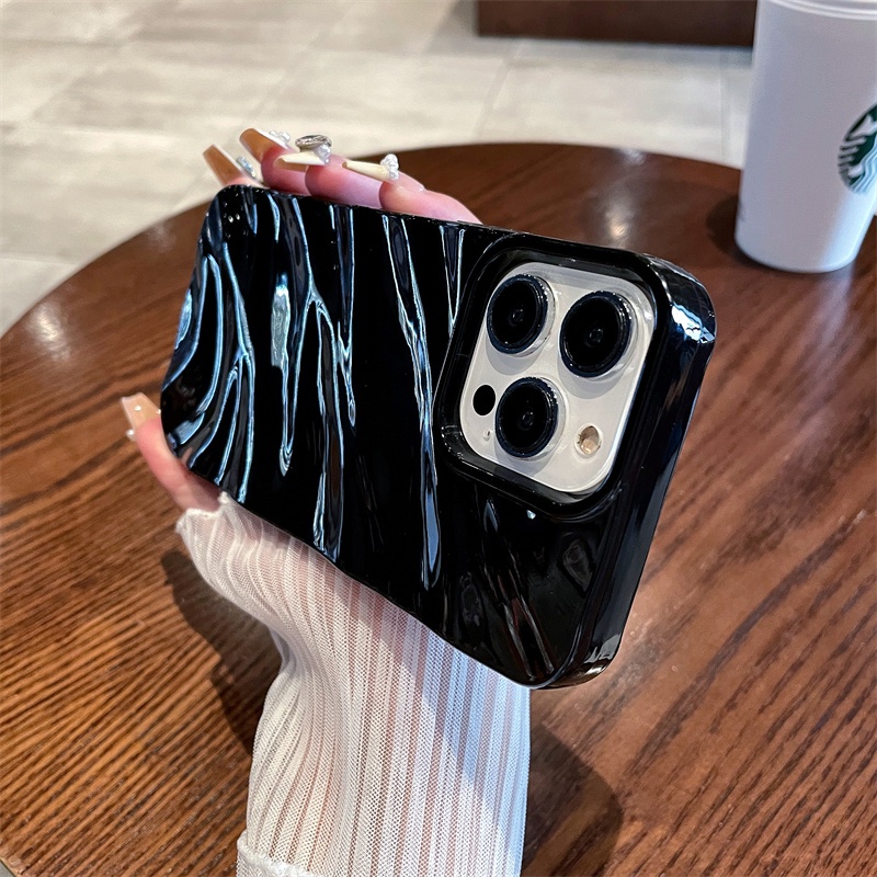 IPHONE Casing Ponsel Silikon Lembut Motif Gelombang Kreatif Iphone14 13 12 11 Pro Max X Xs Xr 6 7 8 Plus SE 2020 Shockproof Case Cover