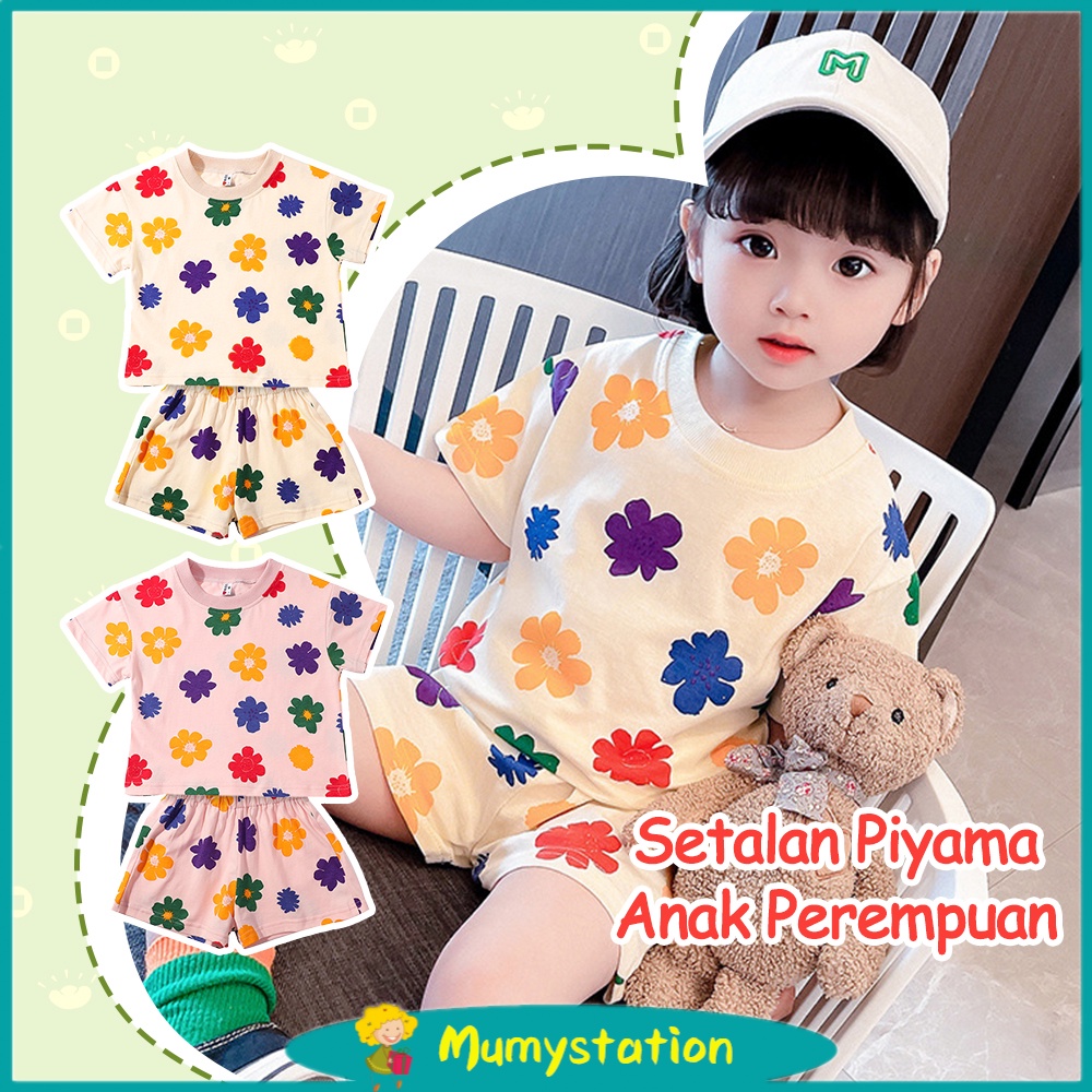 Mumystation setelan piyama anak perempuan pedek lengan/ baju piyama anak perempuan