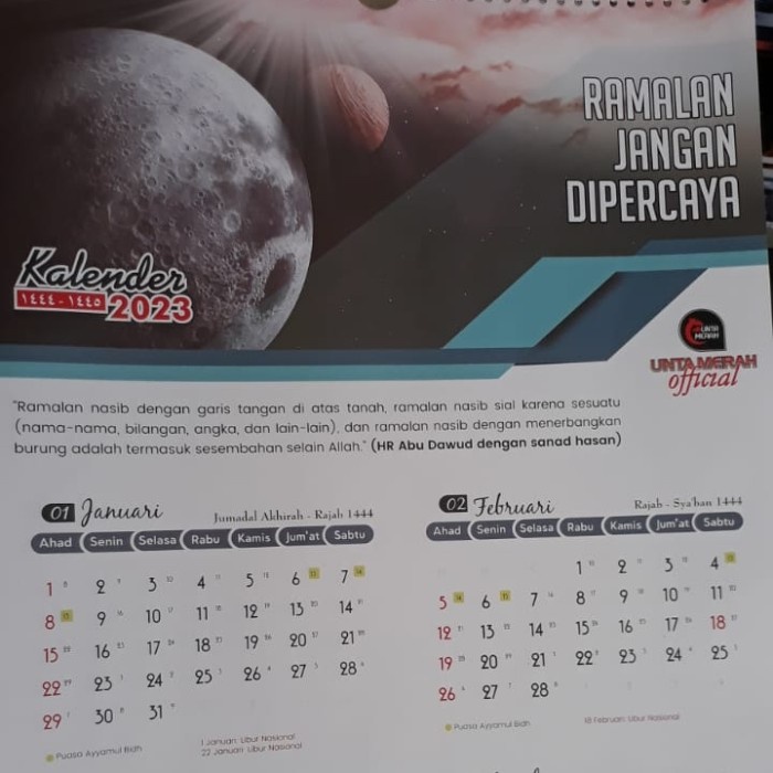 

✨BESTSELLER✨ - KALENDER DINDING RODJA 2023 MASEHI PLUS HIJRIYAH- 1.2.23