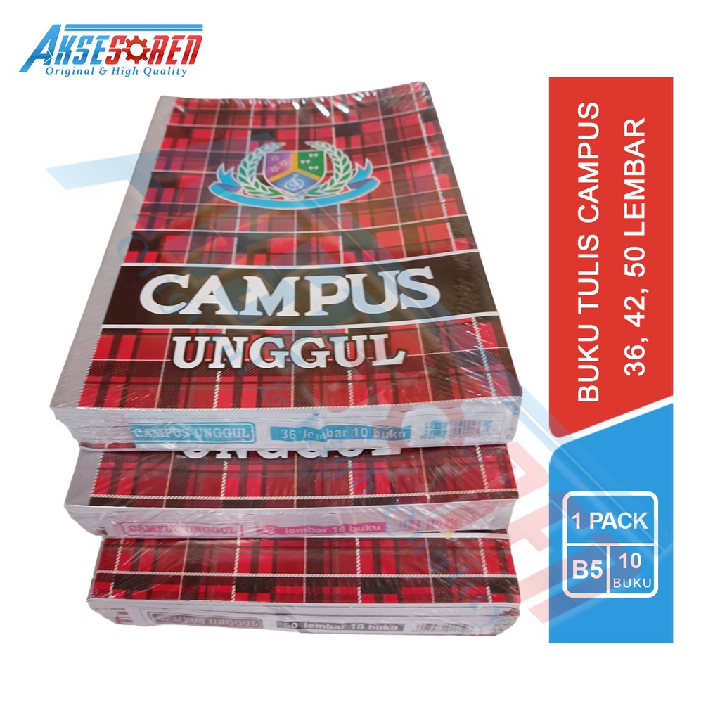 

Aksesoren Buku Tulis Sekolah Campus 1 Pack [Isi 36 lembar / 42 Lembar / 50 Lembar] / Buku Campus 1 Pack / Buku Kampus Unggul Buku Tulis Sekolah 1 Pak Kuliah SMP SMA Kuliyah