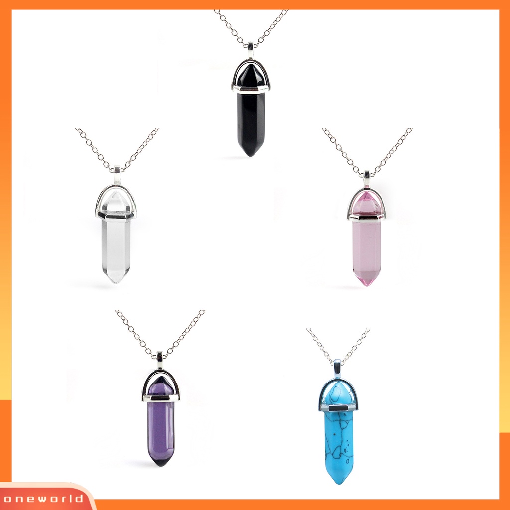 [ONE] Nice-looking Necklace Hadiah Sempurna Kalung Liontin Batu Kristal Imitasi Bahan Alloy Untuk Harian