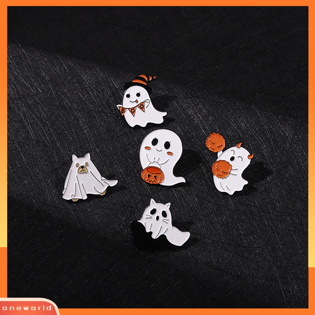 [ONE] Halloween Bros Kepribadian Indah Tahan Lama Ringan Nakal Hias Pakaian Kokoh Kartun Bentuk Hantu Anak Pin Aksesoris Halloween