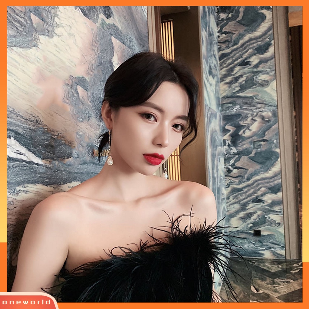 [ONE] 1pasang Anting Kait Mutiara Imitasi Vintage Elegan Mewah Temperamen Emas Pendek Panjang Rumbai Wanita Menjuntai Drop Earrings Aksesoris Perhiasan