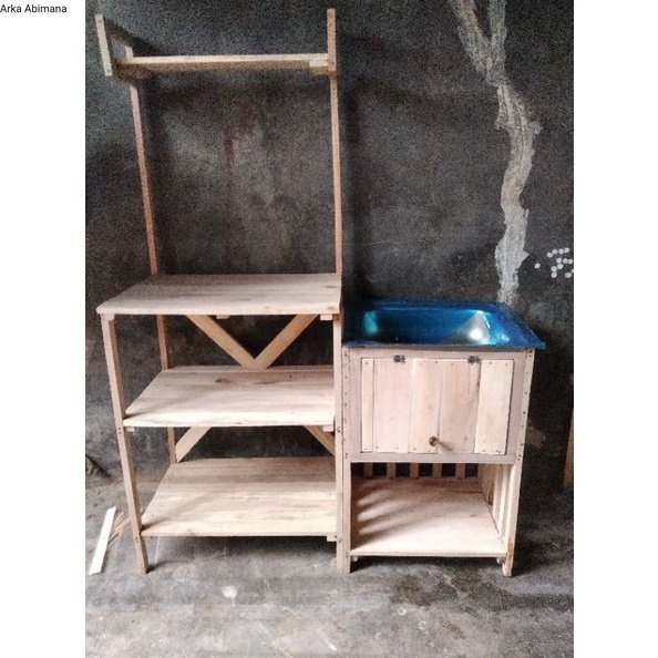 MEJA KOMPOR GAS WASTAFEL MUAT 1 DAN 2 TUNGKU RAK DAPUR SUSUN KAYU UNTUK OVEN DAN MICROWAVE SERBAGUNA