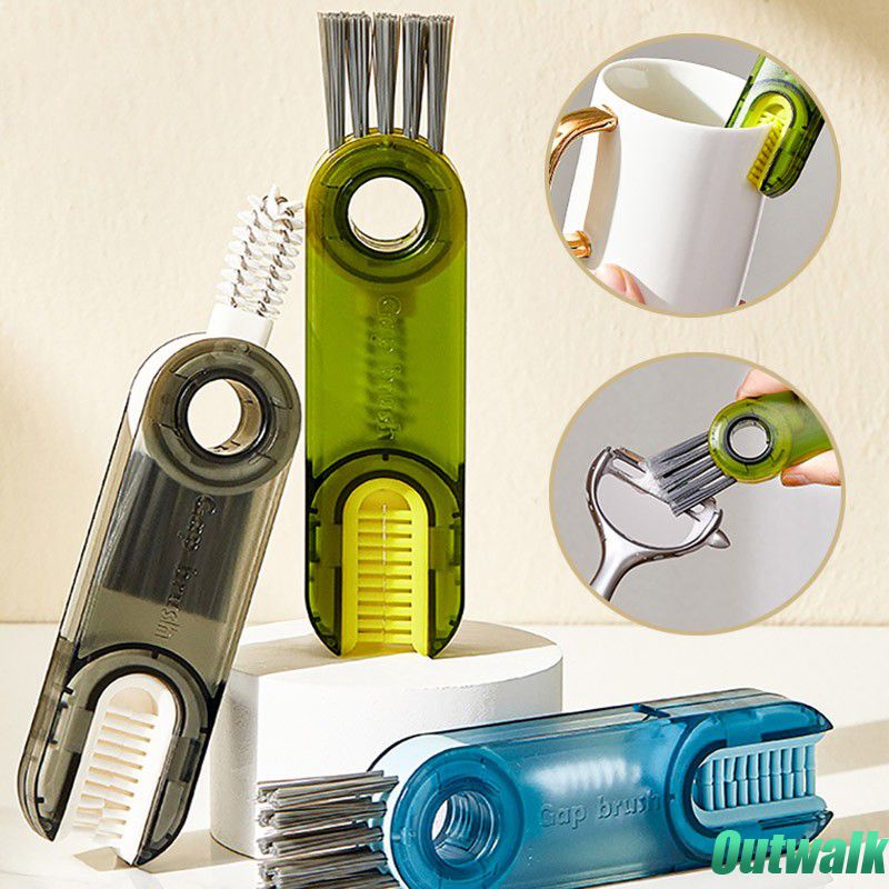 ღ U Berbentuk Cangkir Sikat Pembersih Mulut Botol Susu Cangkir Vakum 3 In 1 Rumah Tangga Alur Celah Dapat Diputar Cangkir Bibir Rim Sikat Pembersih Celah Sikat