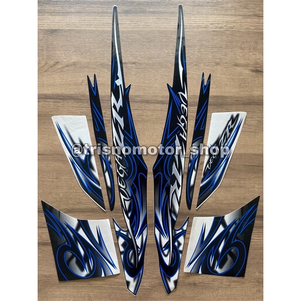 STICKER STRIPING YAMAHA VEGA ZR R 2010 HITAM PUTIH LIST BIRU STIKER POLET BODY MOTOR FULL SET stiker