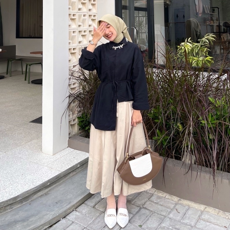 BEFAST - ZRX OOTD WANITA BLOUSE FIYA / TAMI SHIRT / Blouse Wanita Model Terbaru / Fashion Kekinian Remaja ABG Trendy / Blouse Ada Tali Pinggang / Outfit Daily Wanita Casual / Pakaian Kerja Wanita Remaja / Blouse Lengan Panjang Polos Formal