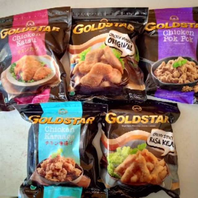

gold star naget. Stik keju. chicken katsu. pok pok. Karage 500gr