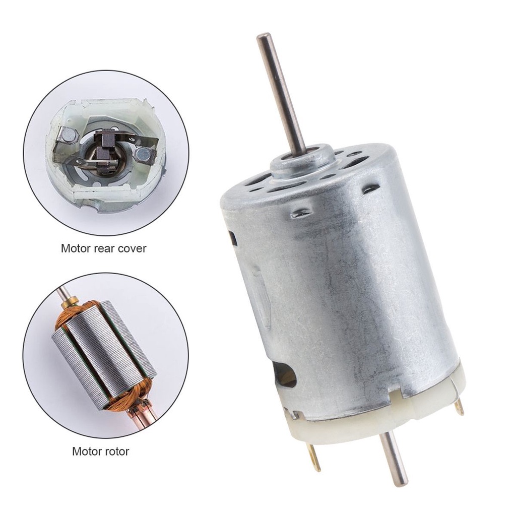 R380 Motor DC 12V 9000RPM Biaxial Output Motor Mikro Untuk Mainan DIY Peralatan Kecil