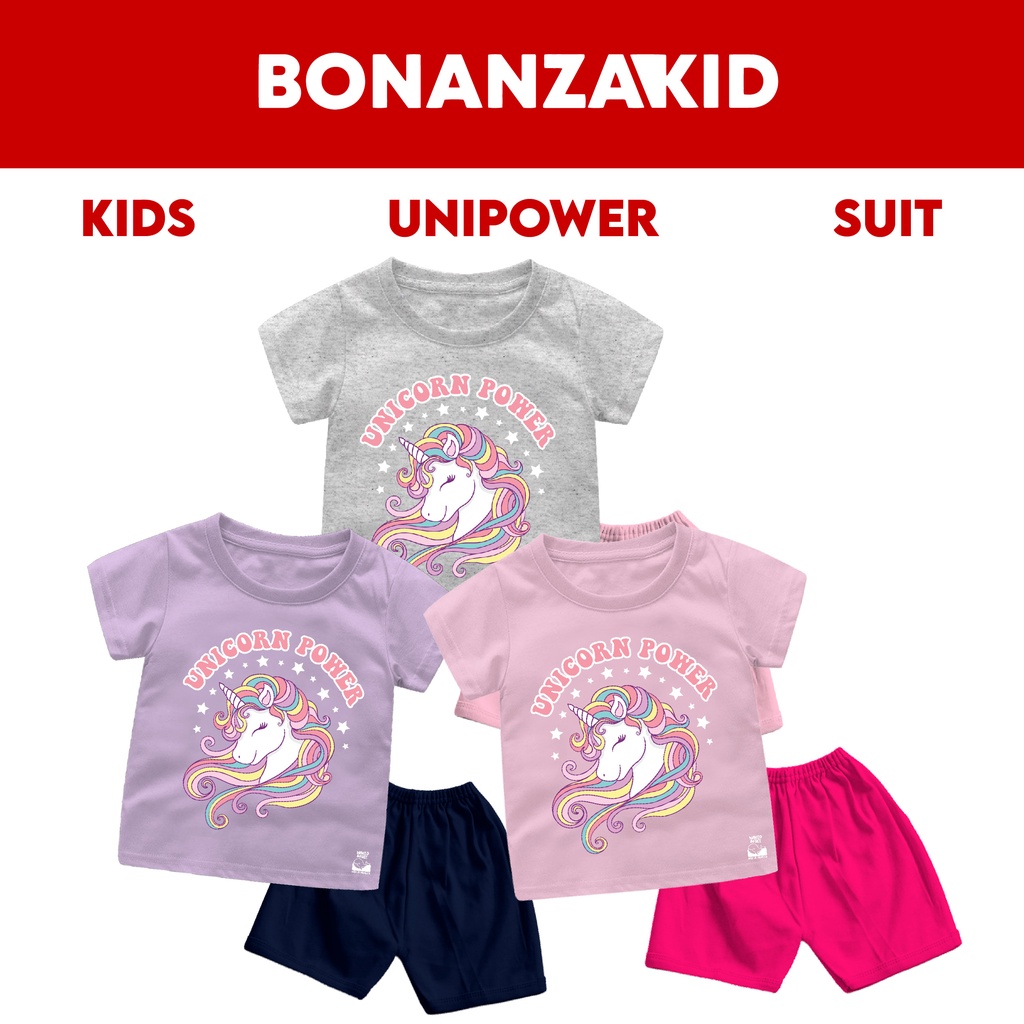 Baju Anak Perempuan Setelan Anak Perempuan Unicorn Power Usia 6 Bulan Sampai 8 Tahun Bahan Katun Combed 30s