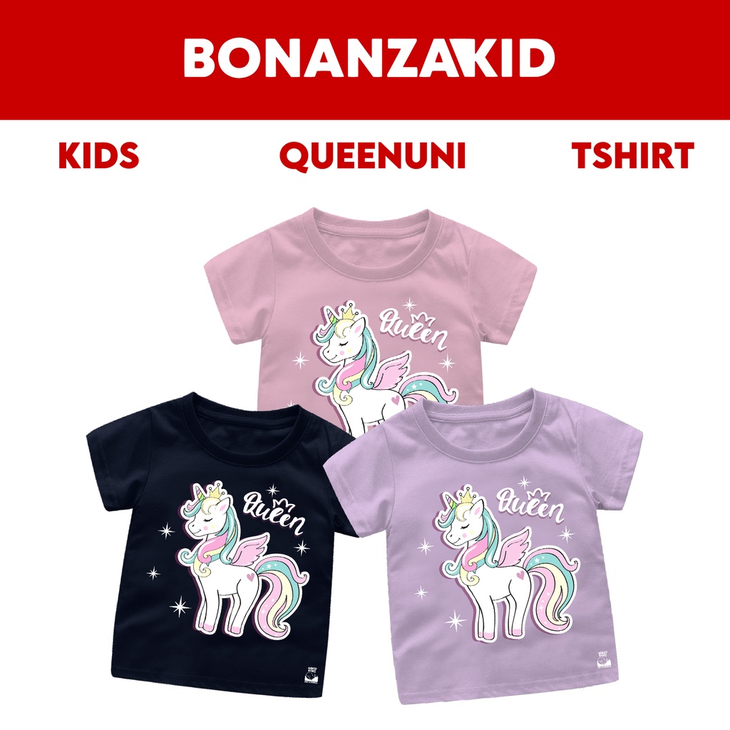 Baju Anak Peremuan Kaos Anak Perempuan Queen Unicorn Usia 6 Bulan Sampai 8 Tahun Bahan Katun Combed 30s