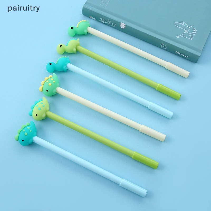 Prt 1PCS Warna Acak 0.5mm Lucu Kartun Silikon Dinosaurus Gel Pena Siswa Sig Kreatif Alat Tulis Perlengkapan Sekolah PRT