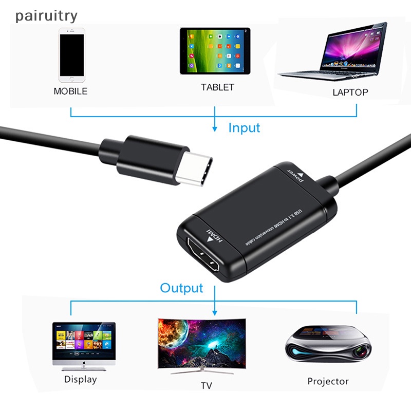 Prt USB-C Tipe C Ke HDMI-compatible Adapter USB 3.1 Kabel Untuk MHL Hp Android PRT