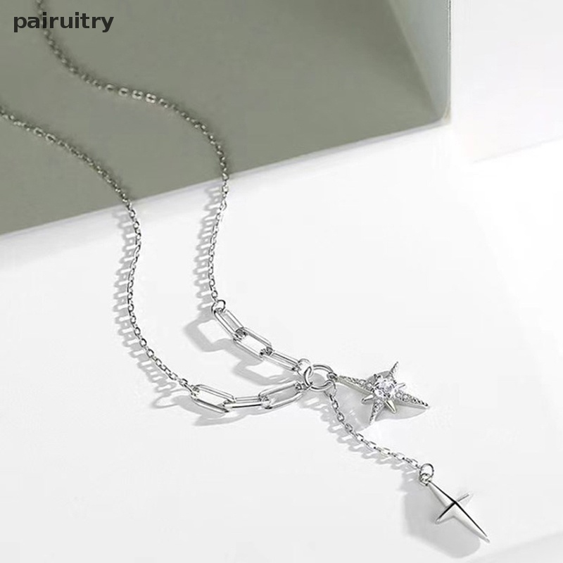 Prt Fashion Kalung Rantai Klavikula Warna Silver Hip Hop Kalung Liontin Geometris Sederhana Untuk Hadiah Pesta Wanita PRT